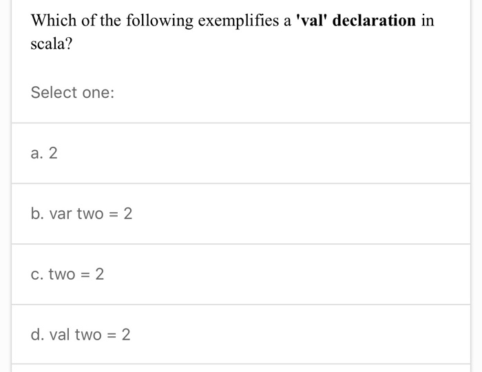 solved-which-of-the-following-exemplifies-a-val-chegg