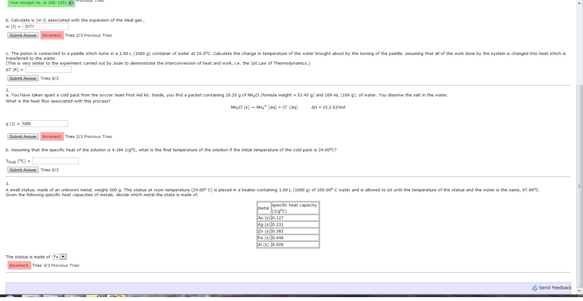 Calculate W In J Associated With The Expansion O Chegg Com