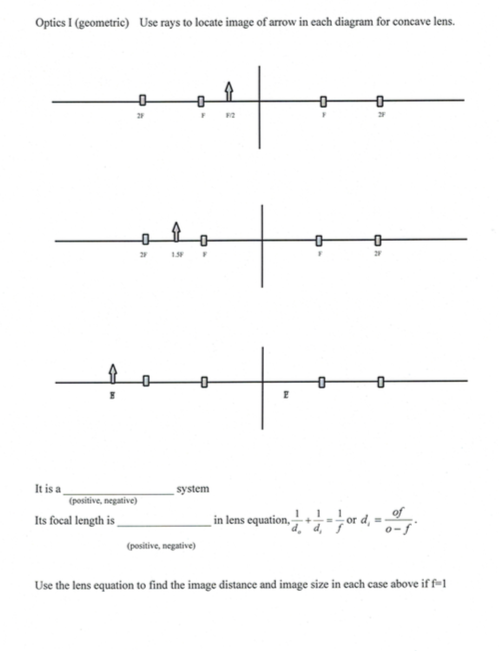 Solved Optics I (geometric) Use rays to locate image of | Chegg.com