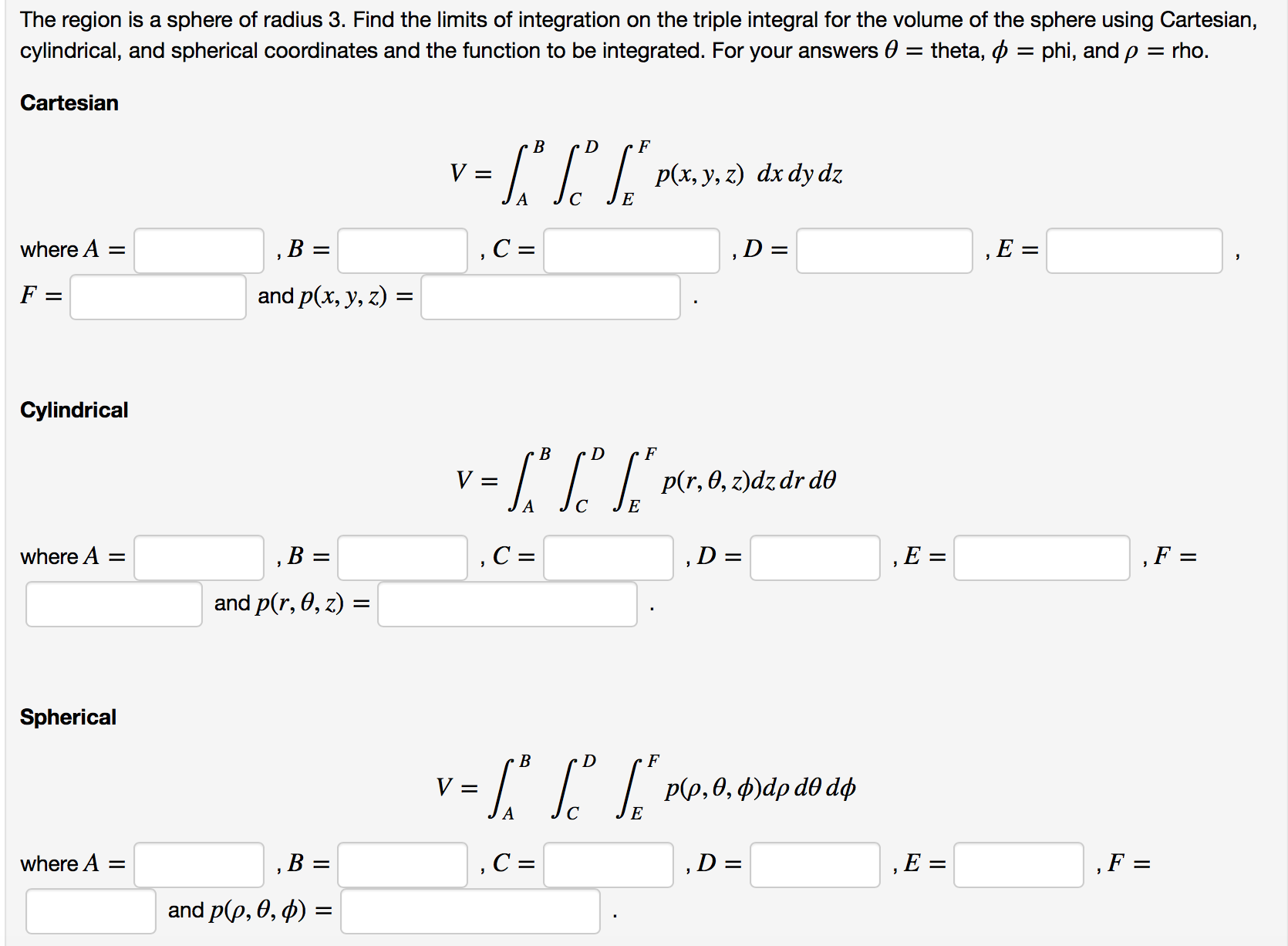 find the volume of a sphere of radius r using triple integration