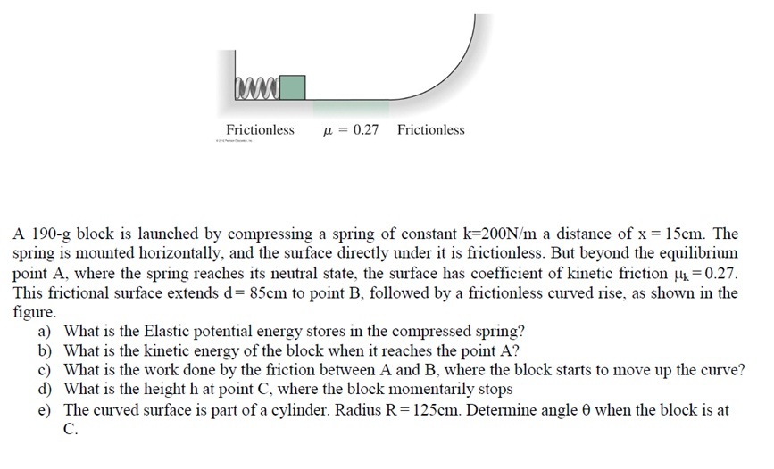 Block Compressing Spring Solved A 190-g block is launched by compressing a spring of | Chegg.com