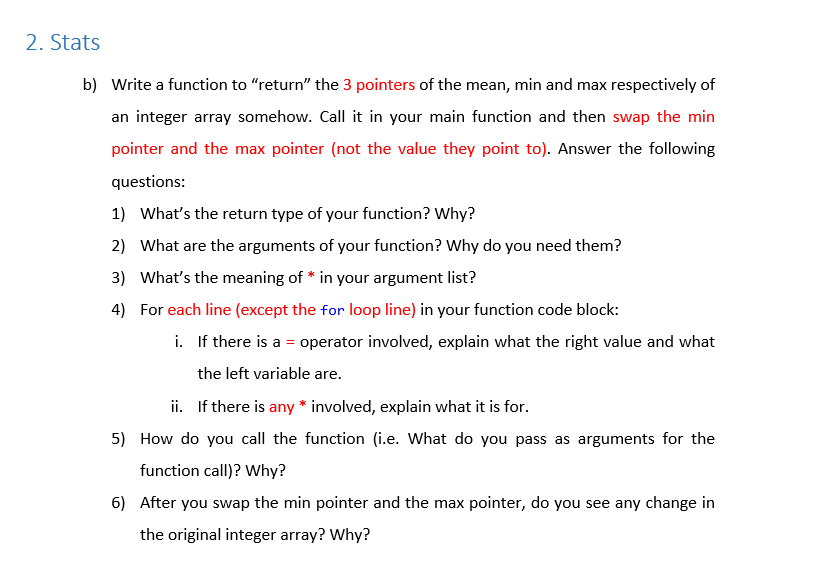 Solved 2 stats write a function to return the 3 pointers chegg