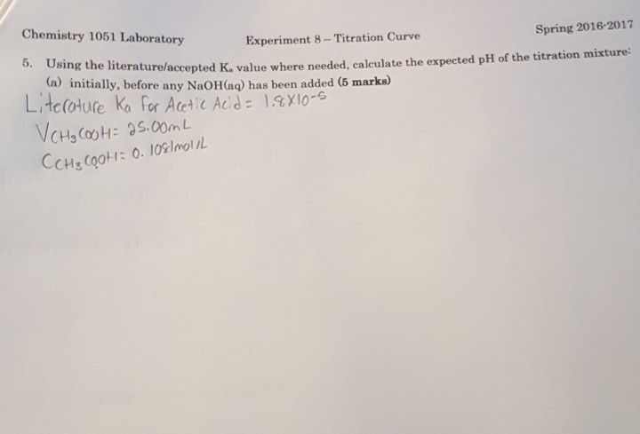 Solved A Titration Experiment Was Carried Out Using A Or Cheggcom