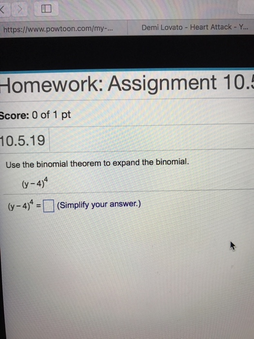 Solved Use The Binomial Theorem To Expand The Binomial. (y - | Chegg.com