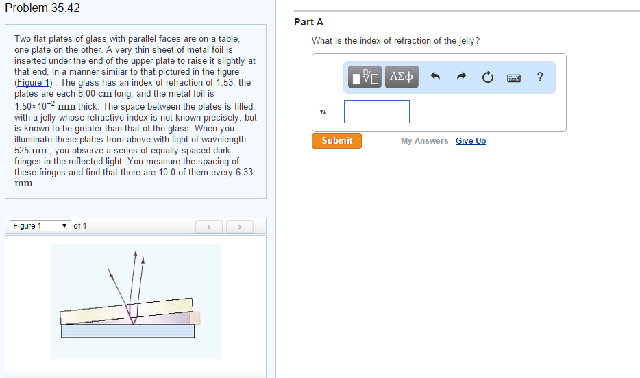 Solved Problem 35 42 Two Flat Plates Of Glass With Parallel