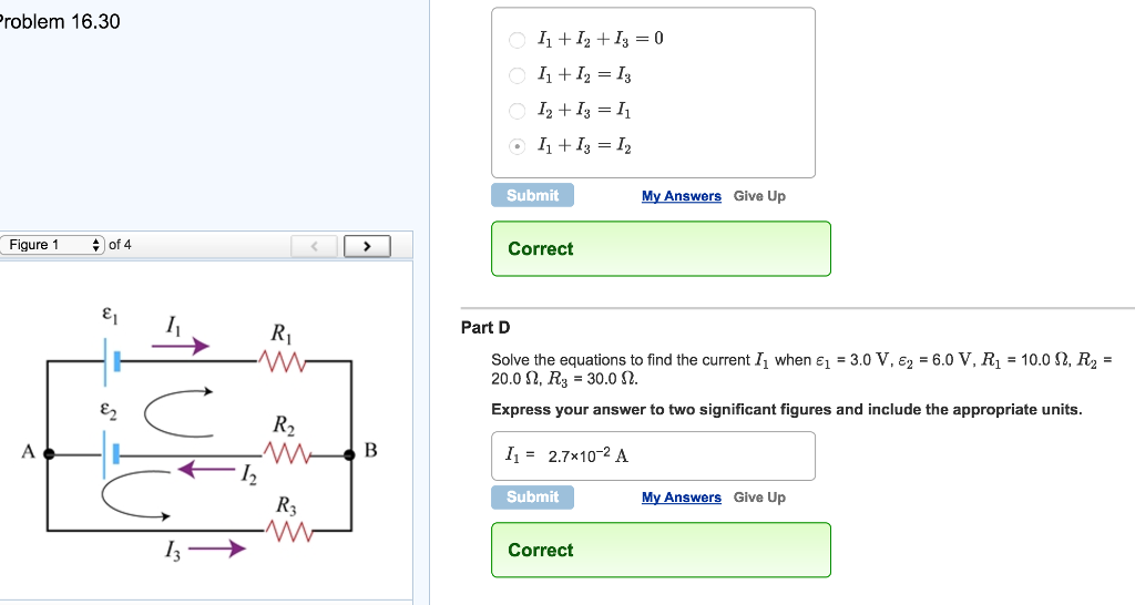 Finding Current Example Problem Solved Problem 16.30 Figure 1 of 4 A Part E Find the current | Chegg.com