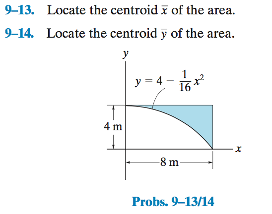 Solved 9-13. Locate the centroid x of the area. 9-14. Locate | Chegg.com