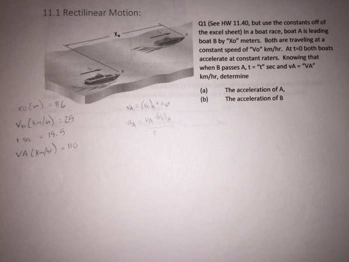 Solved In A Boat Race, Boat A Is Leading Boat B By "Xo" | Chegg.com