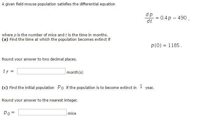 Solved A given field mouse population satisfies the | Chegg.com