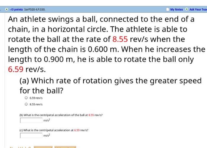 Solved An athlete swings a ball, connected to the end of a