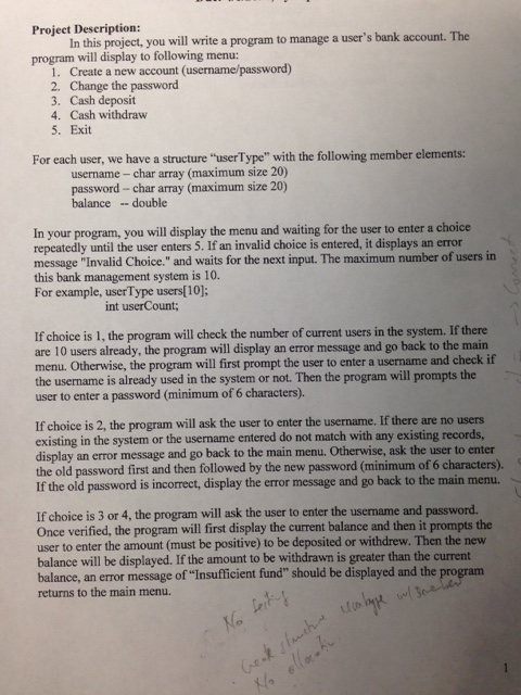 Solved Project Description: In this project, you will write | Chegg.com