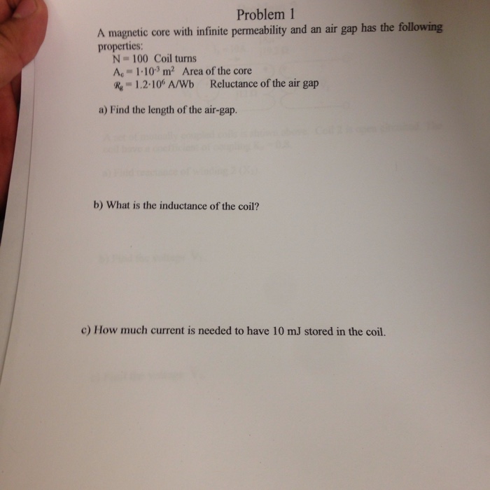 Solved Problem 1 A Magnetic Core With Infinite Permeability Chegg