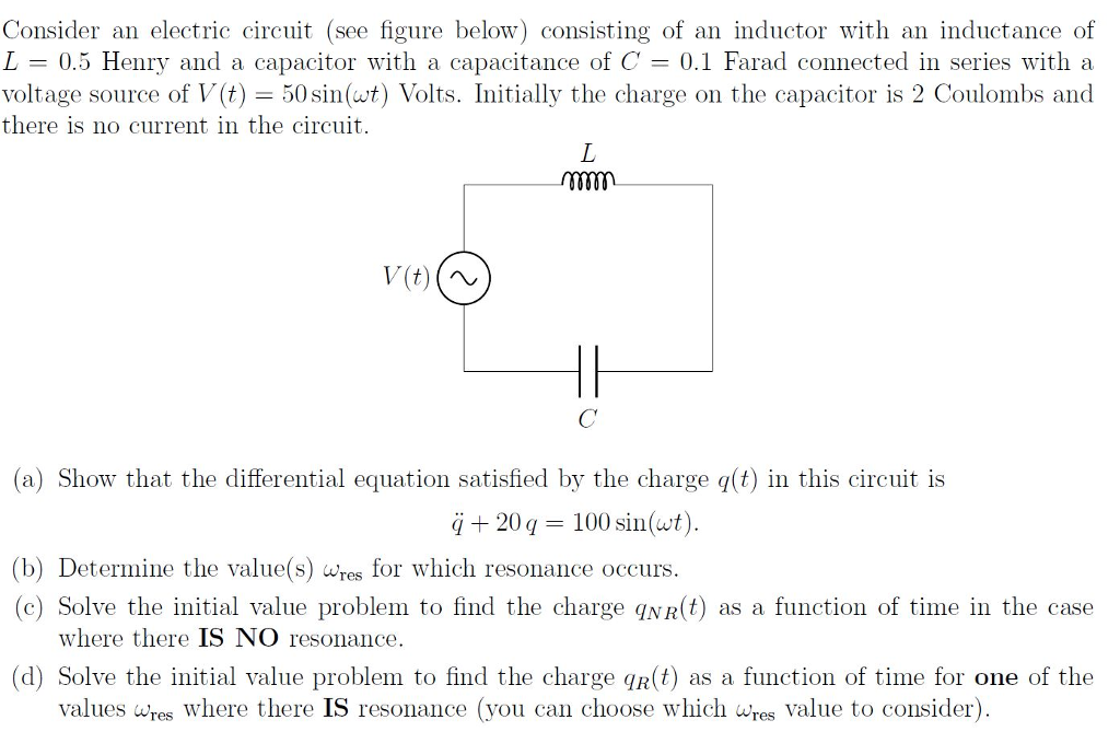 Solved Consider an electric circuit (see figure below) | Chegg.com