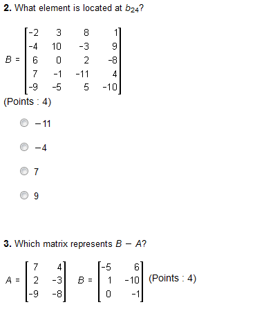 Solved What element is located at b24? Which matrix | Chegg.com