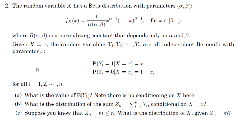 Solved The Random Variable X Has A Beta Distribution With | Chegg.com