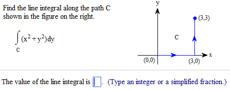 Solved Find the line integral along the path C shown in the | Chegg.com