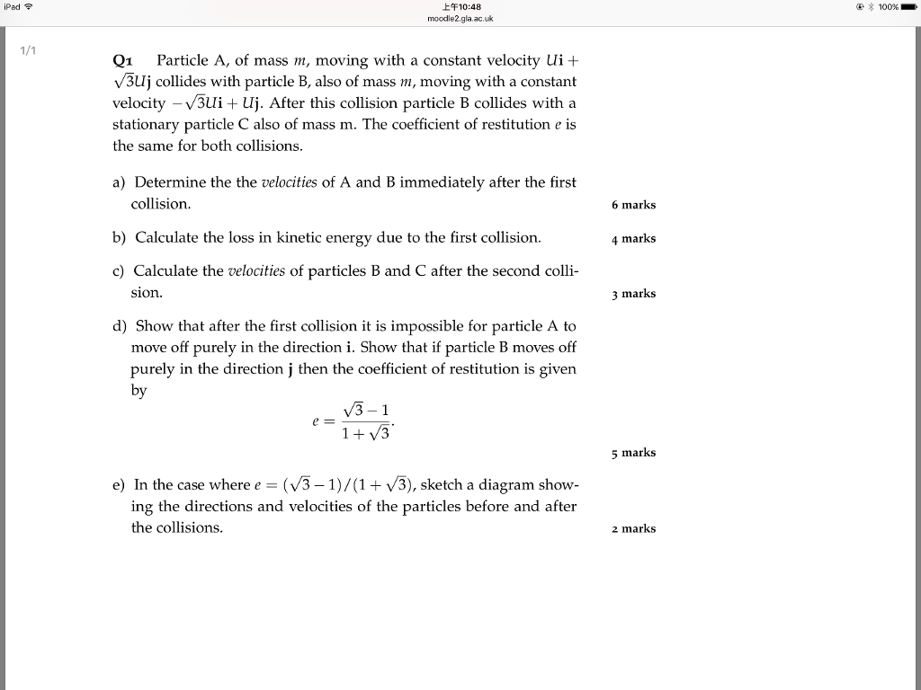 Solved Particle A, of mass m, moving with a constant | Chegg.com