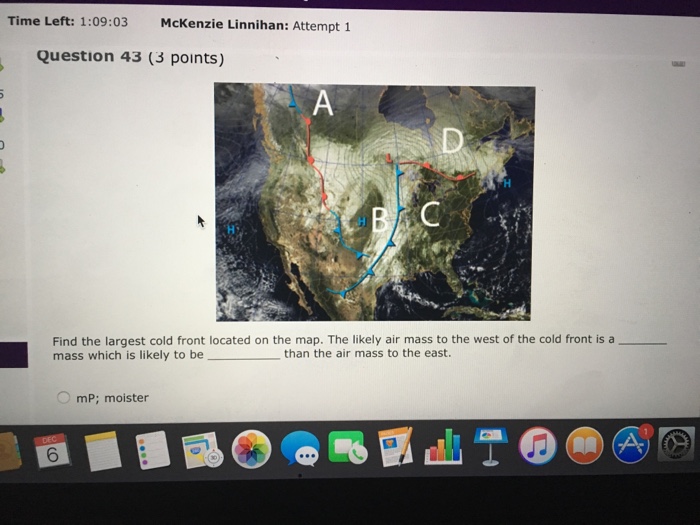 Solved Find the largest cold front located on the map. The | Chegg.com