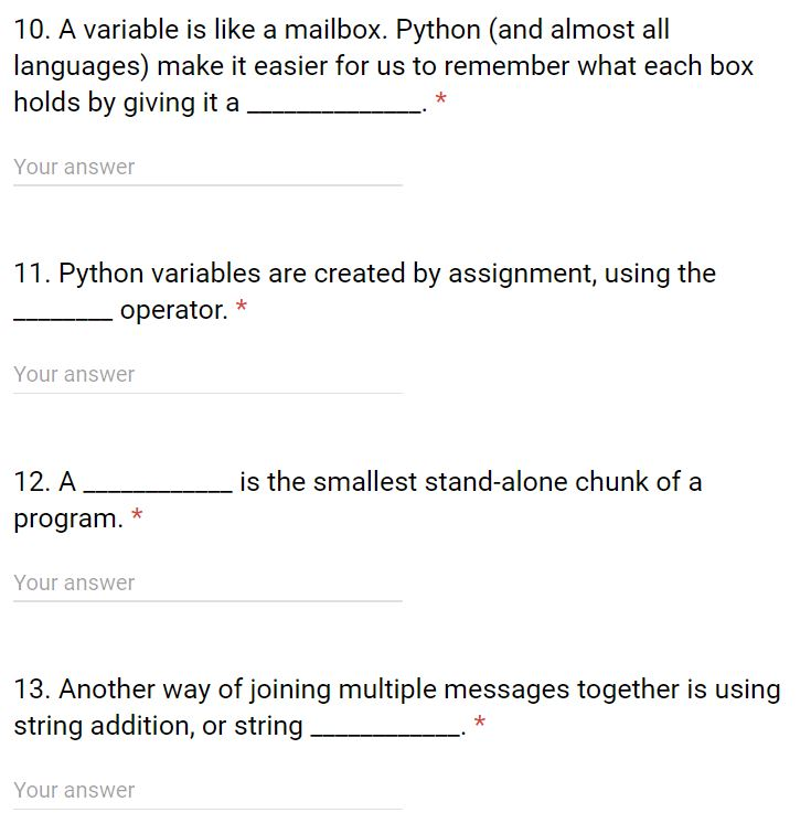 Solved 10. A variable is like a mailbox. Python (and almost | Chegg.com
