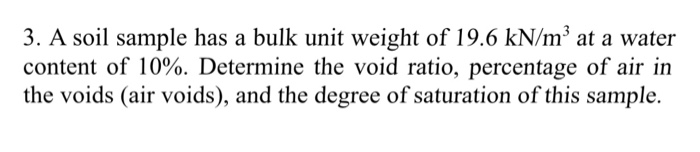 Solved A Soil Sample Has A Bulk Unit Weight Of 19 6 KN m 3 Chegg