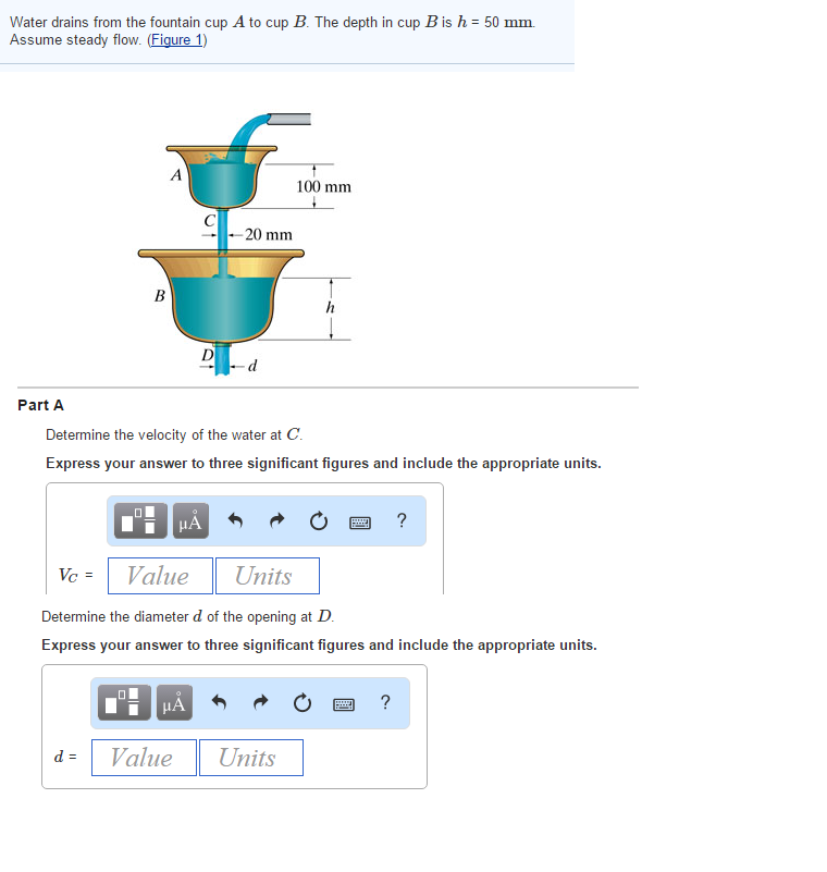 Water drains from the fountain cup A to cup B The | Chegg.com