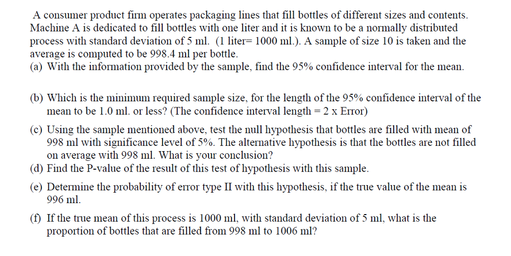 Solved A consumer product firm operates packaging lines that | Chegg.com