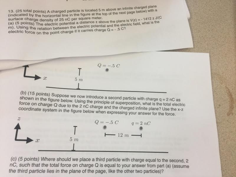 solved-a-charged-particle-is-located-5-m-above-an-infinite-chegg