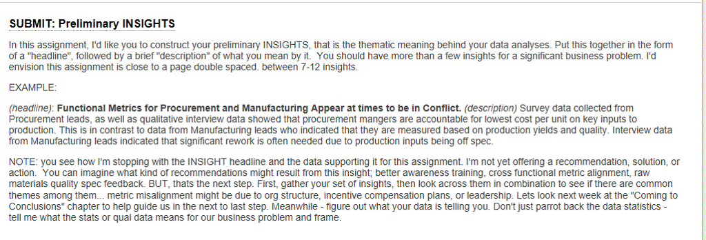 Solved SUBMIT Preliminary INSIGHTS In This Assignment I d Chegg