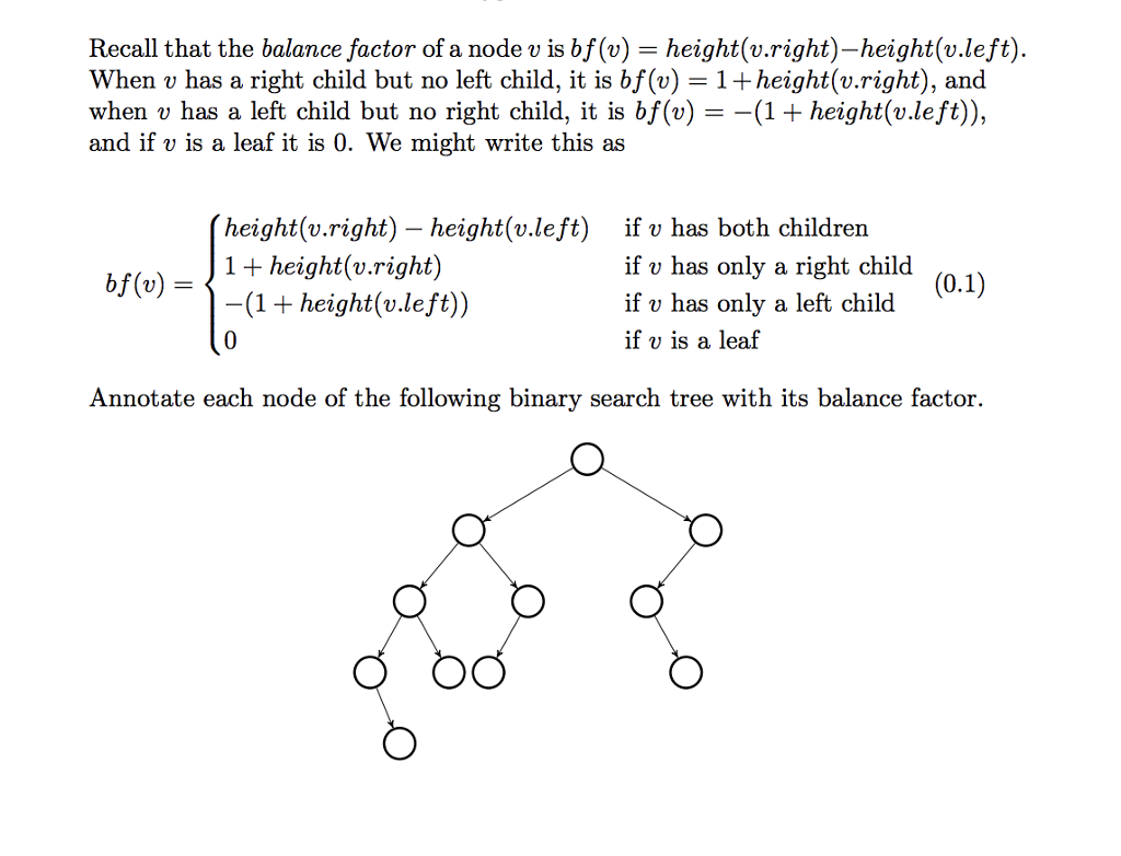Solved Recall that the balance factor of a node v is bf (v)- | Chegg.com
