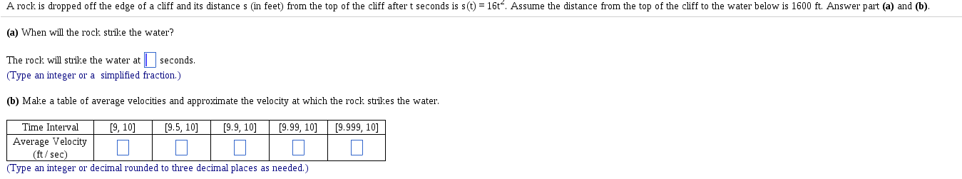 Solved A rock is dropped off the edge of a cliff and its | Chegg.com