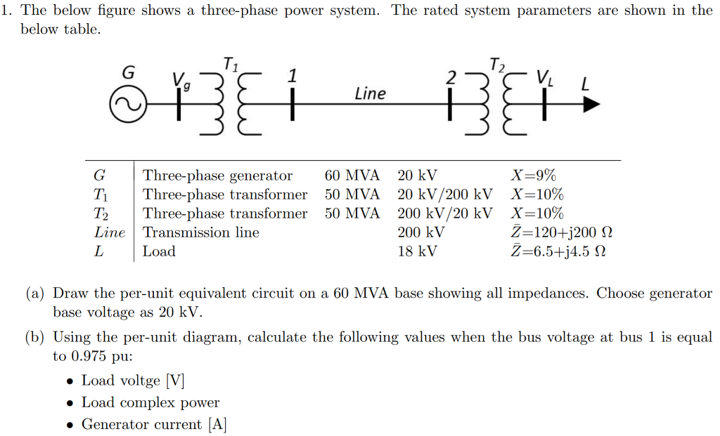 Solved 1. The below figure shows a three-phase power system. | Chegg.com