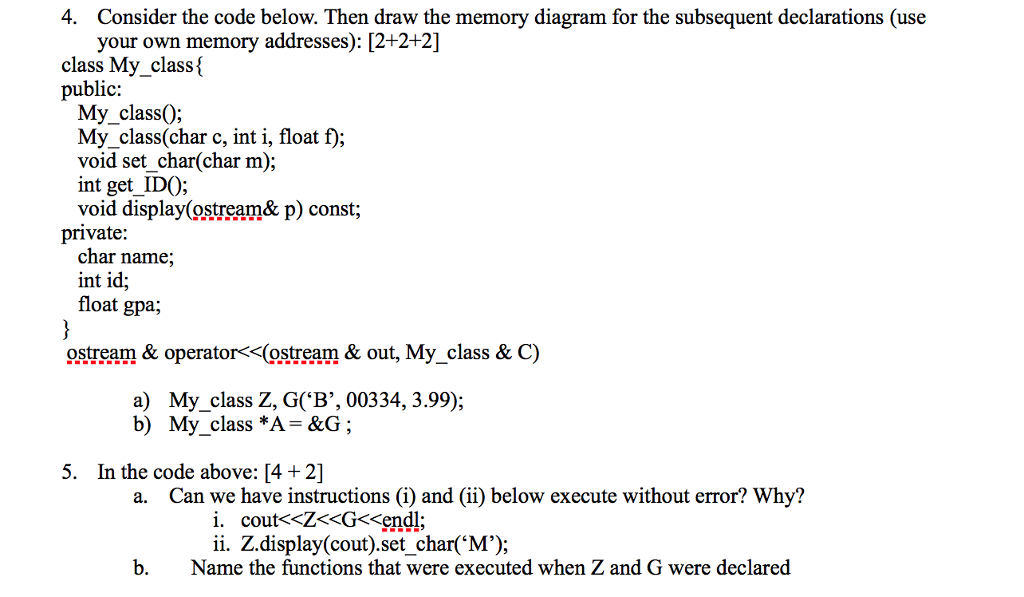 4. Consider the code below. Then draw the memory | Chegg.com