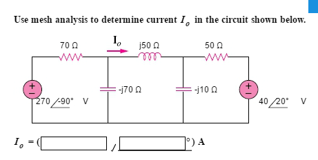 Solved Use mesh analysis to determine current I_0 in the | Chegg.com