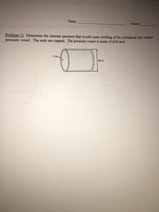 Solved Determine the internal pressure that would cause | Chegg.com