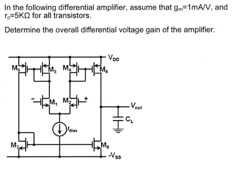 Solved In the following differential amplifier, assume that | Chegg.com