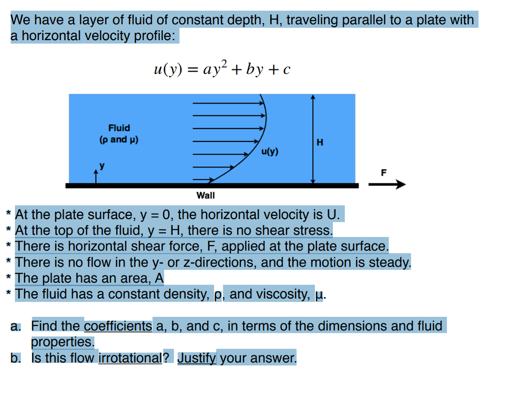 Solved We have a layer of fluid of constant depth, H, | Chegg.com