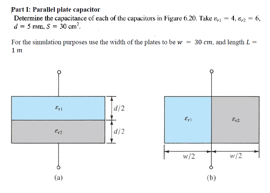 Solved Part I: Parallel plate capacitor Determine the | Chegg.com