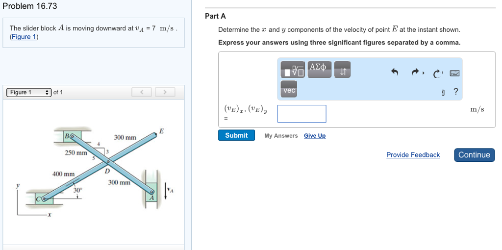 Solved The slider block A is moving downward at v_A = 7 m/s.