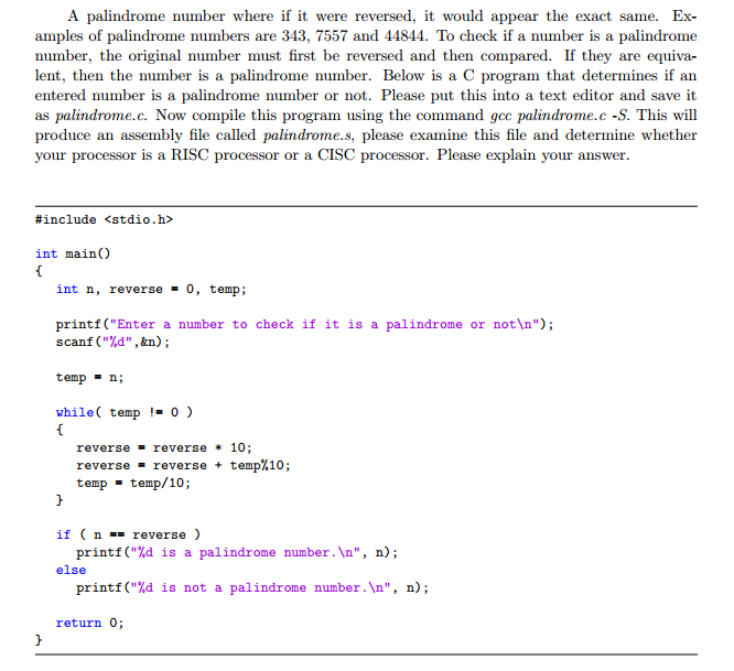 Examples of palindrome numbers are 343, 7557 and | Chegg.com