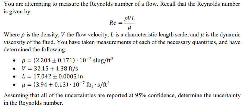 Solved Measure the Reynolds number of a flow. Recall that | Chegg.com