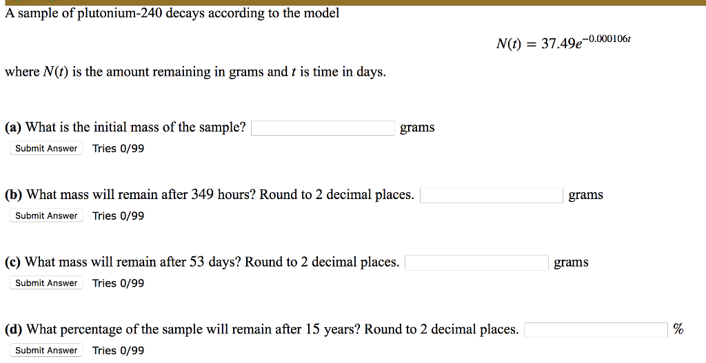 Plutonium-240 Decays According To The Function