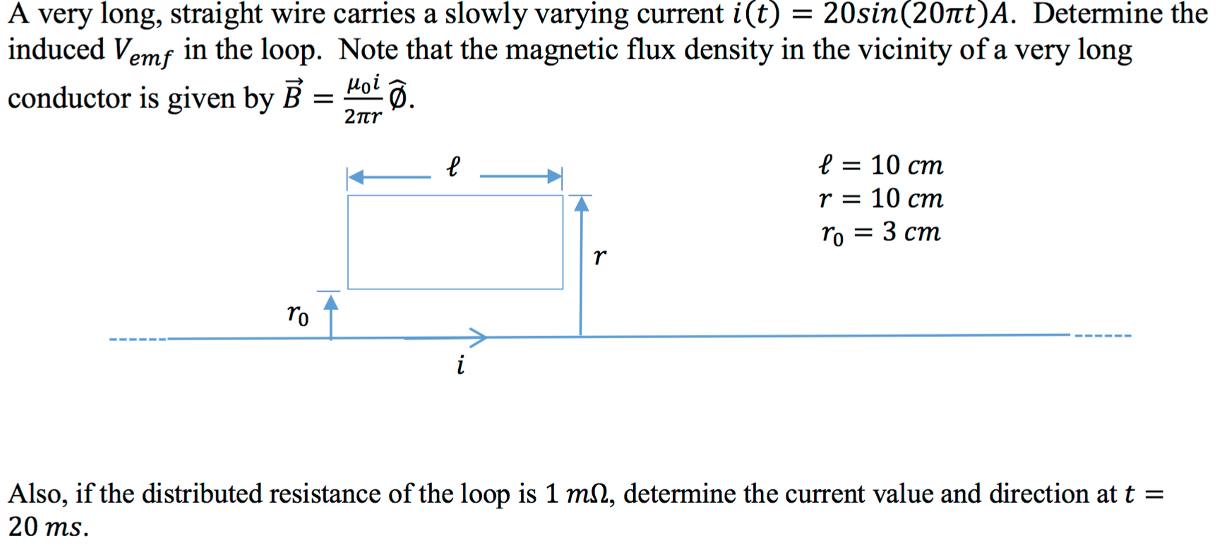 Solved A very long, straight wire carries a slowly varying | Chegg.com