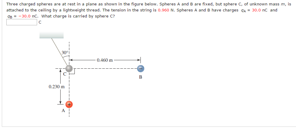 Solved Three charged spheres are at rest in a plane as shown | Chegg.com