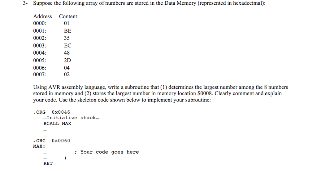 Suppose the following array of numbers are stored in | Chegg.com