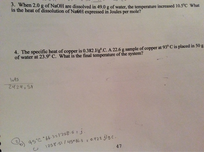 3. When 2.0 g of NaOH are dissolved in 49.0 g of | Chegg.com