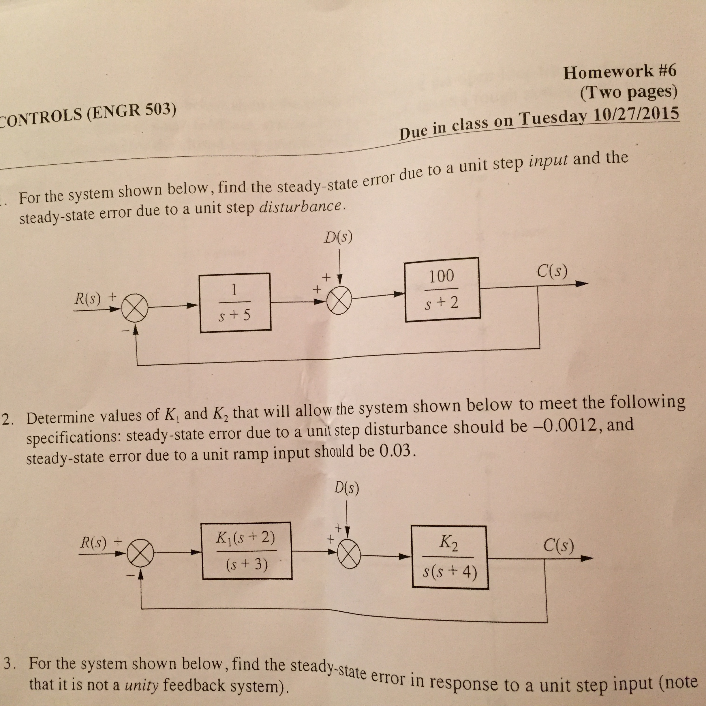 Solved For the system shown below, find the steady-state | Chegg.com