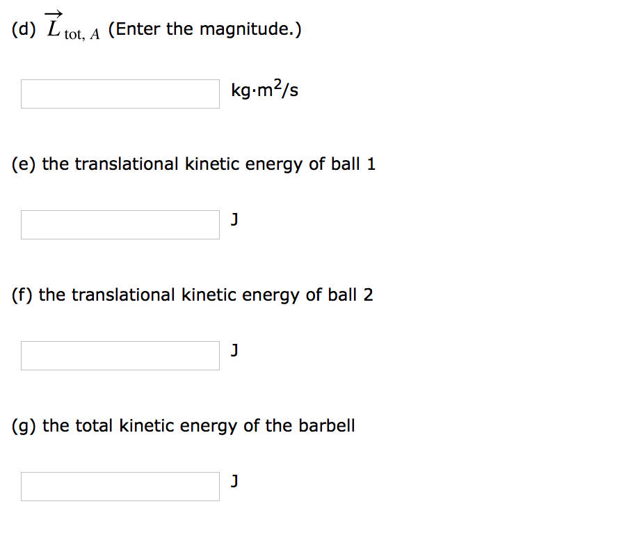 Solved In the figure below a barbell spins around a pivot at