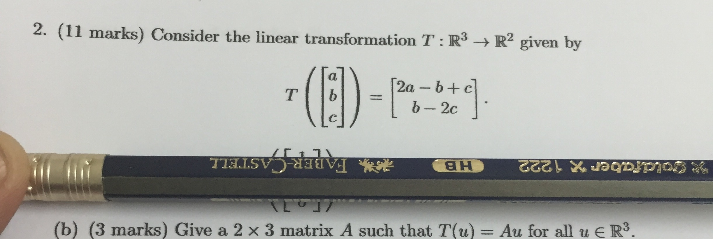 Solved Consider The Linear Transformation T R 3 Rightarrow