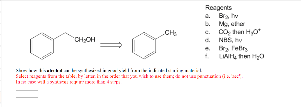 Solved Reagents A. Br2, Hv B. Mg, Ether C. CO2 Then H3O D. | Chegg.com