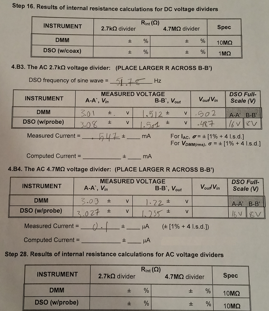 voltage measurements (Vin and Vout), internal | Chegg.com